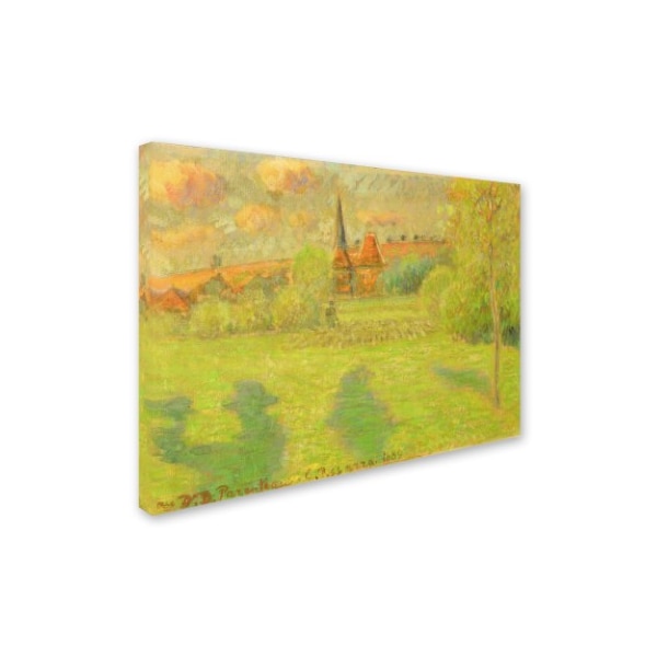 Camille Pissarro 'The Shepherd And The Church Of Eragny' Canvas Art,35x47